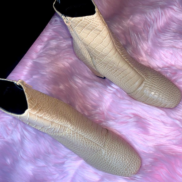 Nude Faux Croc Zipper Boot - Picture 3 of 14
